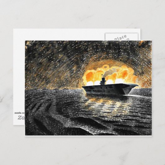 Eric Ravilious art, HMS Ark Royal in Action Briefkaart (Voorkant / Achterkant)