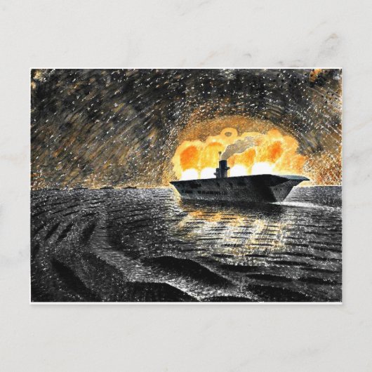 Eric Ravilious art, HMS Ark Royal in Action Briefkaart (Voorkant)