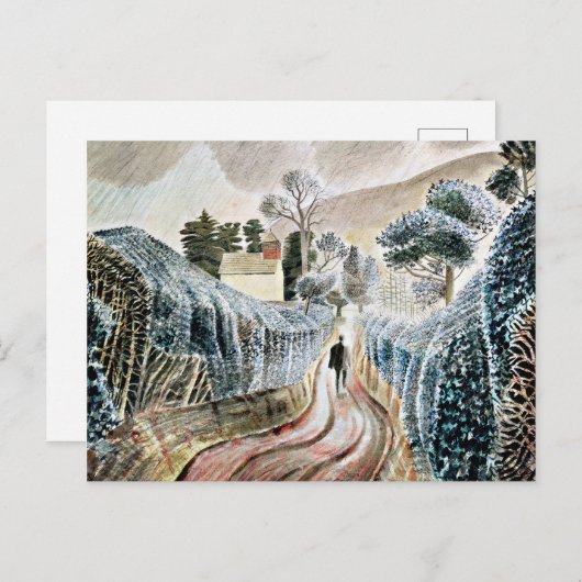 Eric Ravilious art, Natte middag Briefkaart (Voorkant / Achterkant)