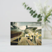 Eric Ravilious art, onderzeeërs in Dry Dock Briefkaart (Staand voorkant)