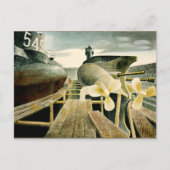 Eric Ravilious art, onderzeeërs in Dry Dock Briefkaart (Voorkant)