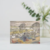 Eric Ravilious art, River Thames, Chiswick Eyot Briefkaart (Staand voorkant)