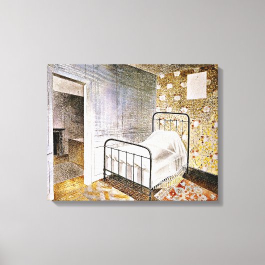 Eric Ravilious art, The Bedstead Canvas Afdruk (Voorkant)