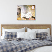 Eric Ravilious art, The Bedstead Canvas Afdruk (Insitu (Slaapkamer))