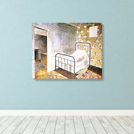 Eric Ravilious art, The Bedstead Canvas Afdruk (Insitu (Houten vloer))