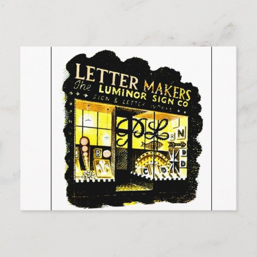 Eric Ravilious art, The Letter Makers Briefkaart (Voorkant)