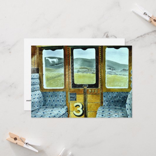 Eric Ravilious art, Train Landscape Kaart (Voorkant / Achterkant in situ)