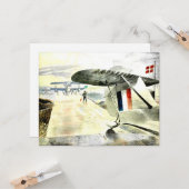 Eric Ravilious art, Walrus Vliegtuig op Slipway Kaart (Voorkant / Achterkant in situ)