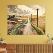 Eric Ravilious art, Wiltshire Landscape Canvas Afdruk (Insitu (Woonkamer))