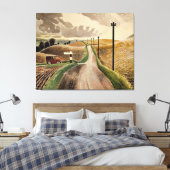 Eric Ravilious art, Wiltshire Landscape Canvas Afdruk (Insitu (Slaapkamer))