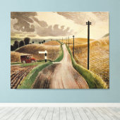 Eric Ravilious art, Wiltshire Landscape Canvas Afdruk (Insitu (Houten vloer))
