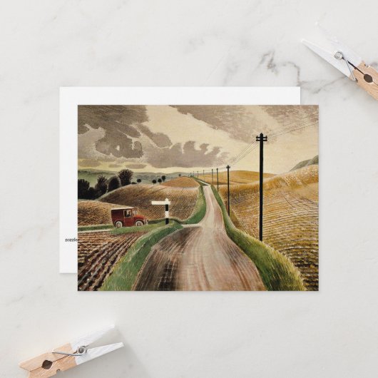 Eric Ravilious art, Wiltshire Landscape Kaart (Voorkant / Achterkant in situ)