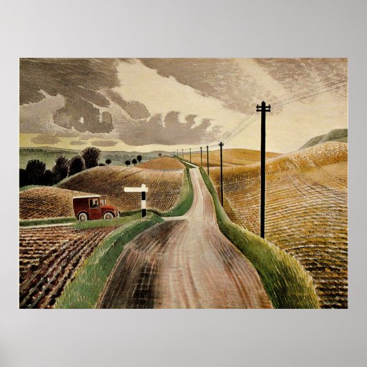 Eric Ravilious art, Wiltshire Landscape Poster (Voorkant)