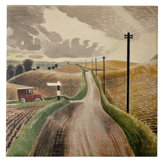 Eric Ravilious art, Wiltshire Landscape Tegeltje (Voorkant)
