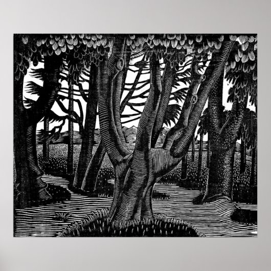 Eric Ravilious art, Woodland Outside Florence Poster (Voorkant)