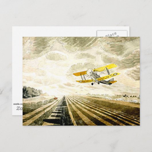 Eric Ravilious artwork, Tiger Moth Briefkaart (Voorkant / Achterkant)