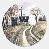 Eric Ravilious - Caravans, Ronde Sticker (Voorkant)