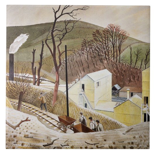 Eric Ravilious - Cementfabriek No. 2 Tegeltje (Voorkant)