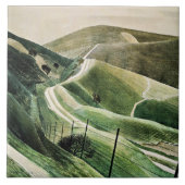 Eric Ravilious - Chalk Paths, beroemd schilderij, Tegeltje (Voorkant)