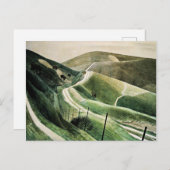 Eric Ravilious - Chalk Paths, beroemde kunstwerken Briefkaart (Voorkant / Achterkant)
