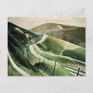 Eric Ravilious - Chalk Paths, beroemde kunstwerken Briefkaart