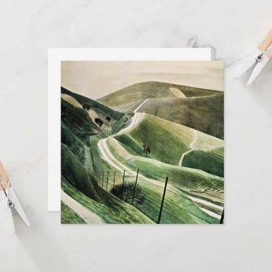 Eric Ravilious - Chalk Paths, beroemde kunstwerken Kaart (Voorkant / Achterkant in situ)