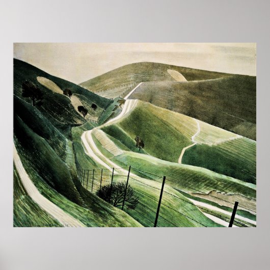 Eric Ravilious - Chalk Paths, beroemde kunstwerken Poster (Voorkant)