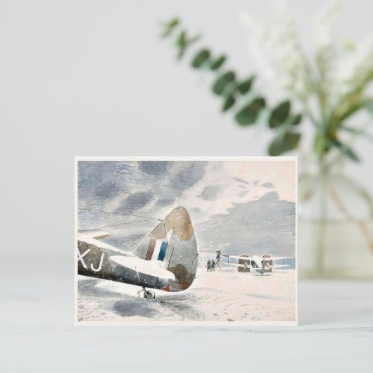 Eric Ravilious, de-Icing Vliegtuig Briefkaart (Staand voorkant)