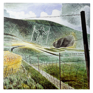 Eric Ravilious - De reus van Wilmington Tegeltje