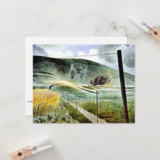 Eric Ravilious - De Wilmington Giant, mooie kunst, Kaart (Voorkant / Achterkant in situ)