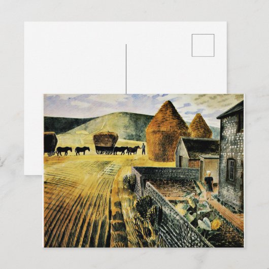 Eric Ravilious - Furlong, beroemd schilderij, Briefkaart (Voorkant / Achterkant)