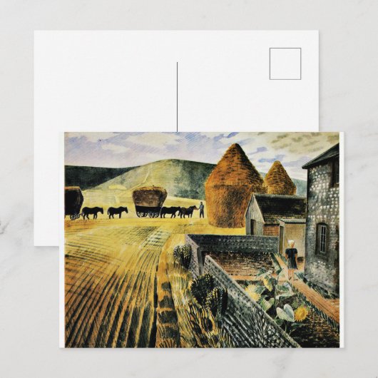 Eric Ravilious - Furlongs, beroemd schilderij Briefkaart (Voorkant / Achterkant)