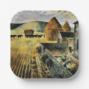 Eric Ravilious - Furlongs, beroemd schilderij, Papieren Bordje