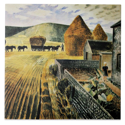 Eric Ravilious - Furlongs, mooi kunstschilderij, Tegeltje (Voorkant)