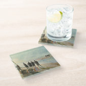 Eric Ravilious - Gevaarlijk werk bij eb, Glazen Onderzetter (Schuin)