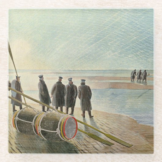 Eric Ravilious - Gevaarlijk werk bij eb, Glazen Onderzetter (Voorkant)