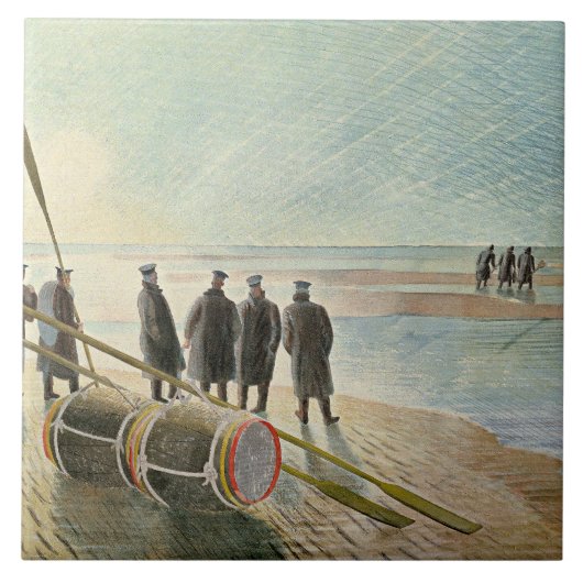 Eric Ravilious - Gevaarlijk werk bij eb, Tegeltje (Voorkant)