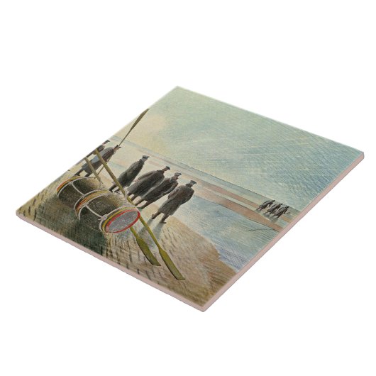 Eric Ravilious - Gevaarlijk werk bij eb, Tegeltje (Zijkant)