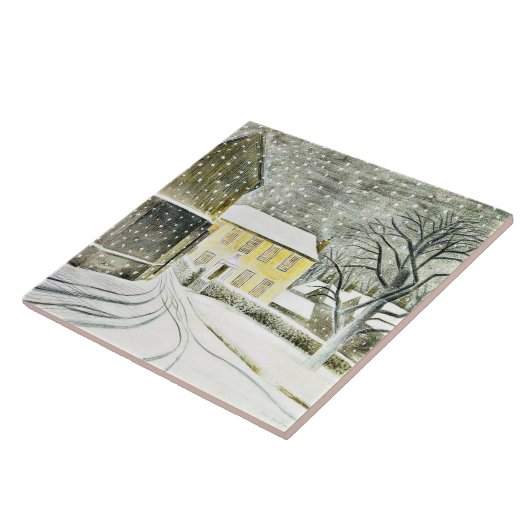 Eric Ravilious - Hallstead Road in Snow, Tegeltje (Zijkant)