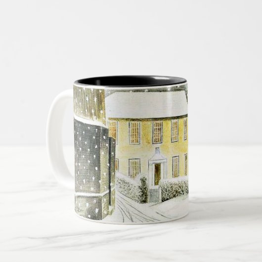 Eric Ravilious - Hallstead Road in Snow, Tweekleurige Koffiemok (Voorkant links)