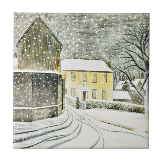 Eric Ravilious - Halstead Road in de sneeuw Tegeltje (Voorkant)