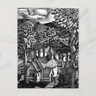 Eric Ravilious - Kerk onder een heuvel Briefkaart