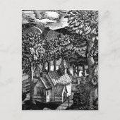 Eric Ravilious - Kerk onder een heuvel Briefkaart (Voorkant)
