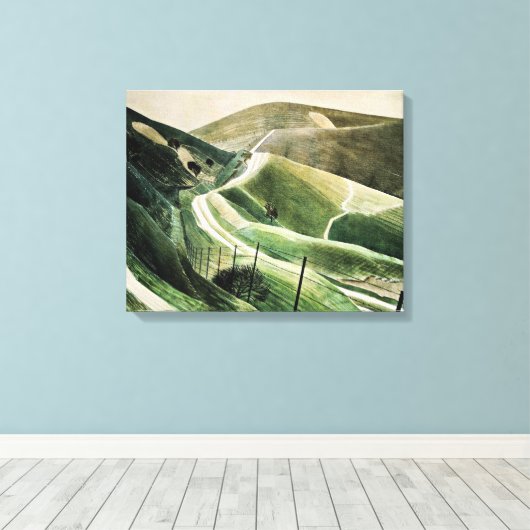 Eric Ravilious - Krijtpaadjes, beroemd kunstwerk Canvas Afdruk (Insitu (Houten vloer))