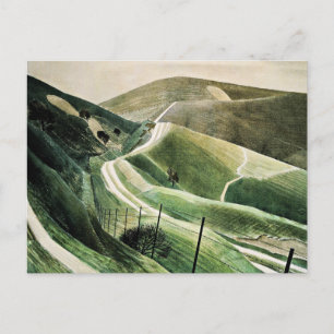 Eric Ravilious - Krijtpaden, beroemd kunstwerk, Feestdagenkaart