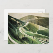 Eric Ravilious - Krijtpaden, beroemd kunstwerk, Feestdagenkaart (Voorkant / Achterkant)