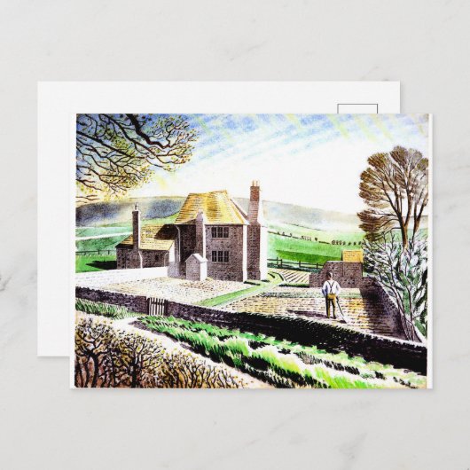 Eric Ravilious kunst, Shepherd's Cottage Briefkaart (Voorkant / Achterkant)