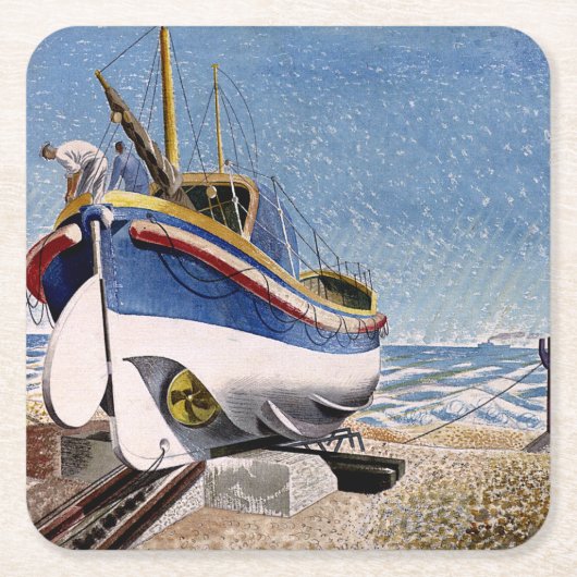 Eric Ravilious - Lifeboot in Adelburgh, Kartonnen Onderzetters (Voorkant)