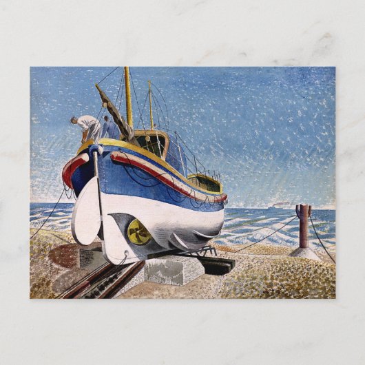 Eric Ravilious - Lifeboot in Adelburgh, mooie kuns Briefkaart (Voorkant)