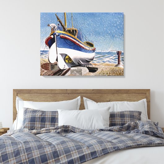 Eric Ravilious - Lifeboot in Adelburgh, mooie kuns Canvas Afdruk (Insitu (Slaapkamer))